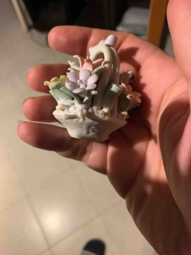 Miniature Floral Basket Figurine