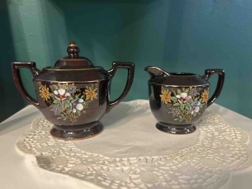 Vintage Floral Sugar and Creamer Set