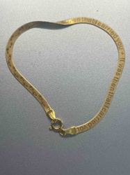 14k Gold Herringbone Bracelet with 'Footprints in the Sand' Engraving