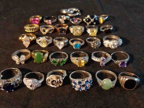 Mixed Collection of 30 Costume and Fine Jewelry Rings