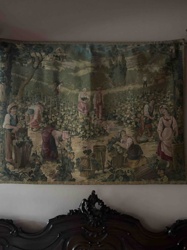 Pastoral Harvest Scene Faux Tapestry