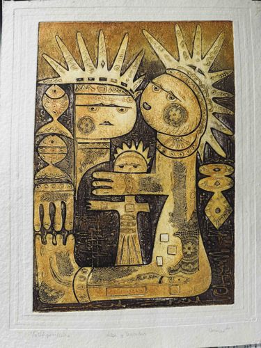 'Dion y Demeter' - Intaglio Collograph Print by Orlando Condeso