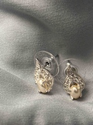 Faux Pearl and Pavé Crystal Drop Earrings