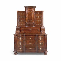 Austrian Brass-Mounted Stained Fruitwood Bureau Cabinet