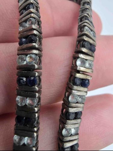 Sapphire and White Topaz Sterling Silver Tennis Bracelet