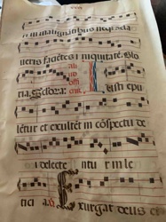 Medieval Latin Liturgical Manuscript Leaf with Musical Notation