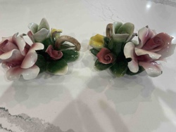 Capodimonte Porcelain Floral Napkin Rings / Decorative Accents