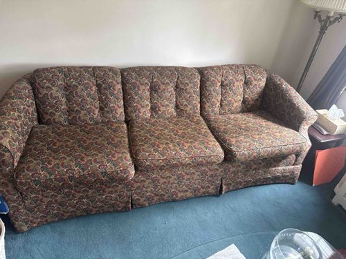 Vintage Three-Seater Sofa with Paisley Upholstery
