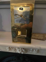 Modern Industrial Brass Mantel Clock with Pendulum