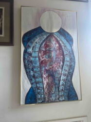 Abstract Mixed Media Artwork with Metallic Accent