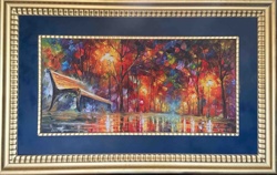 Framed Art Print: 'Park Bench at Night' (or similar title) by Leonid Afremov