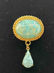 Vintage Faux Turquoise Drop Pin/Brooch