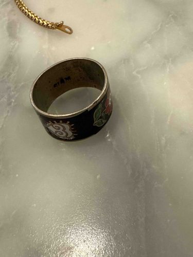 Vintage Siam Sterling Enamel Ring