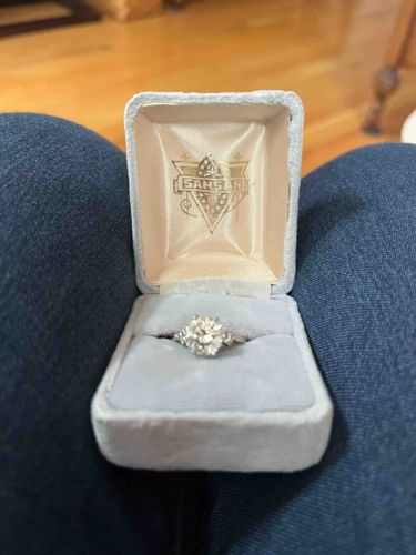 Diamond Cluster Engagement Ring in Velvet Box