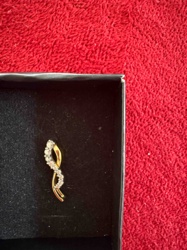 Gold and Diamond/Cubic Zirconia Ribbon Pendant