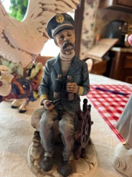 Nautical-Themed Seated Captain Figurine