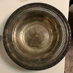 Silver-Plated Decorative Bowl with Pierced Rim