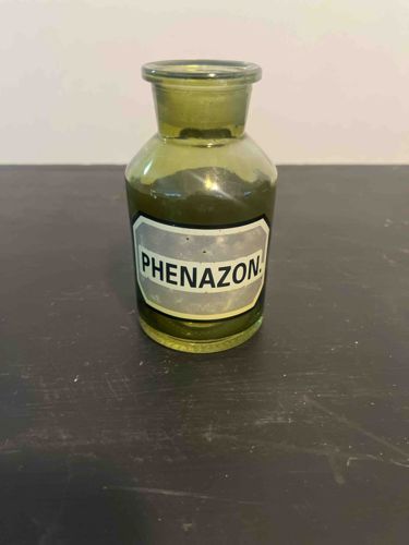 Antique Green Glass Apothecary Bottle with 'PHENAZON' Label