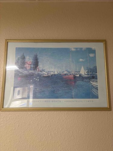 Framed Exhibition Poster of Claude Monet's 'Red Boats, Argenteuil'