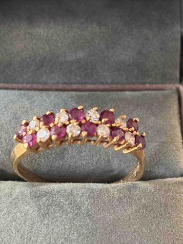 Ruby and Diamond Gold Band Ring