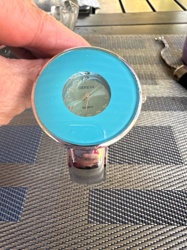 Geneva Quartz Bangle Watch with Turquoise Accent