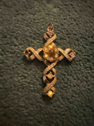 Rhinestone Embellished Cross Pendant