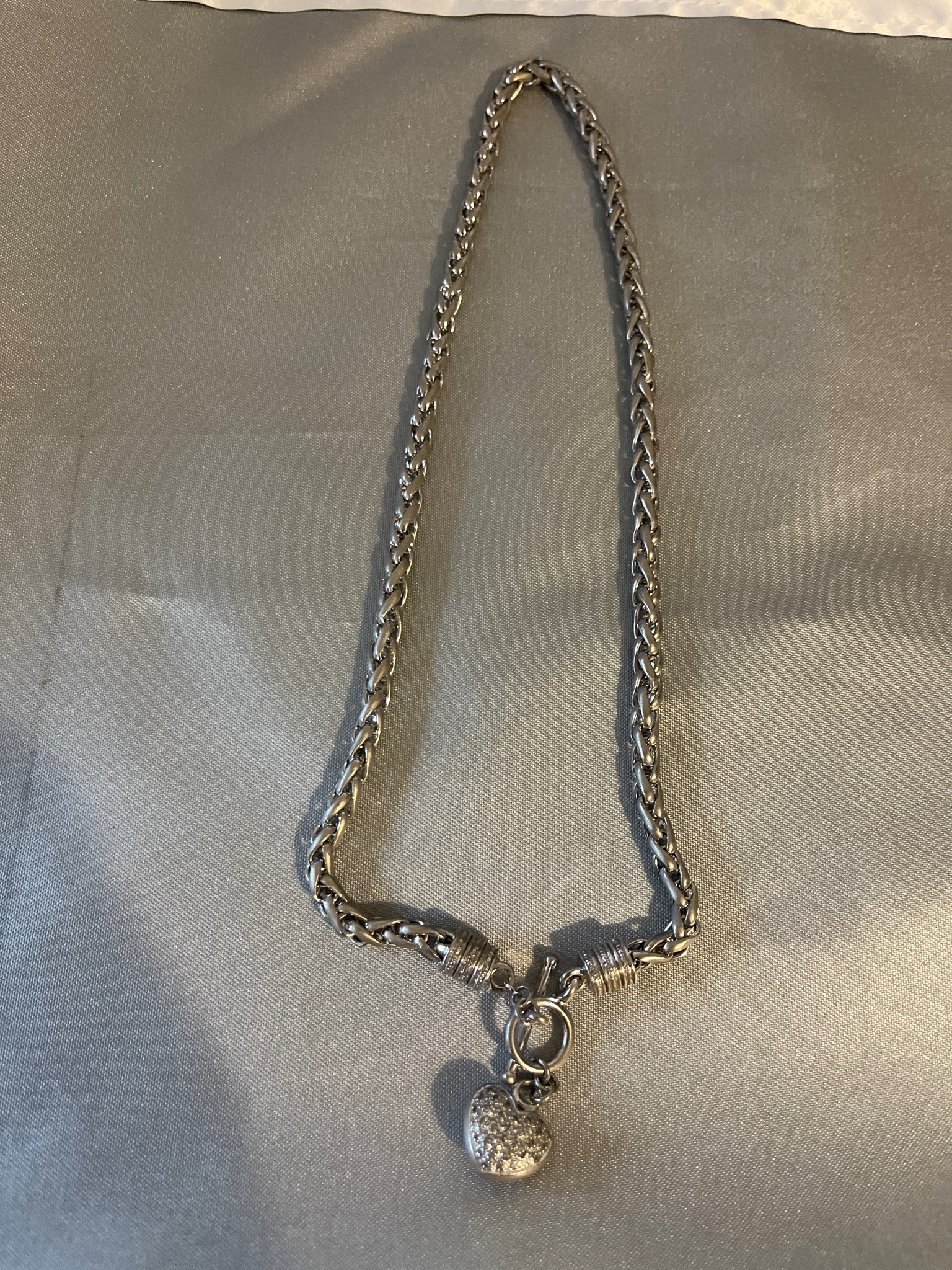 Submitted photo of Silver-tone metal rope chain necklace with heart pendant