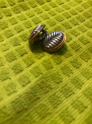 Two-Tone Oval Clip-On Earrings with Feather/Leaf Motif