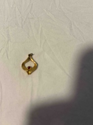 Abstract Gold Pendant with Ruby Accent
