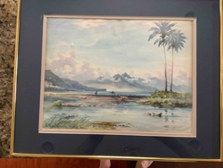 Tropical Landscape Watercolor Painting
