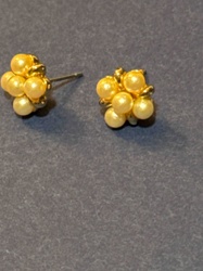 Cluster Faux Pearl and Gold-Toned Stud Earrings
