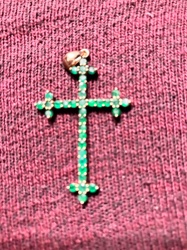 Emerald and Gold Cross Pendant