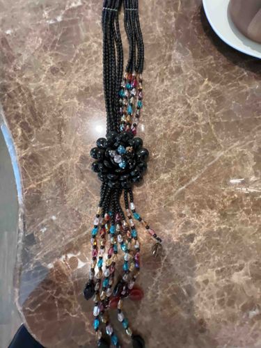 Multi-Strand Beaded Necklace with Floral Pendant