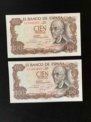 100 Pesetas Banknotes (Spain, 1970)