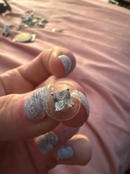 Loose Square-Cut Gemstone in Plastic Setting