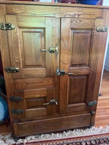 Antique Three-Door Oak Icebox