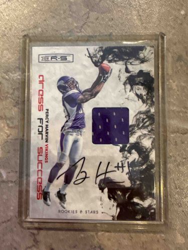 2009 Panini Rookies & Stars Percy Harvin 'Dress for Success' Autographed Jersey Rookie Card