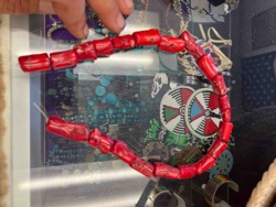 Strand of Red Tube Beads (Likely Coral or Dyed Bamboo Coral)