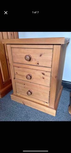 Pine Three-Drawer Bedside Cabinet