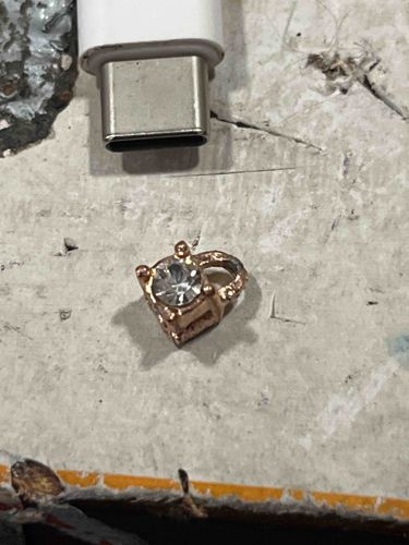 Heart-Shaped Rose Gold Tone Charm with Clear Gemstone