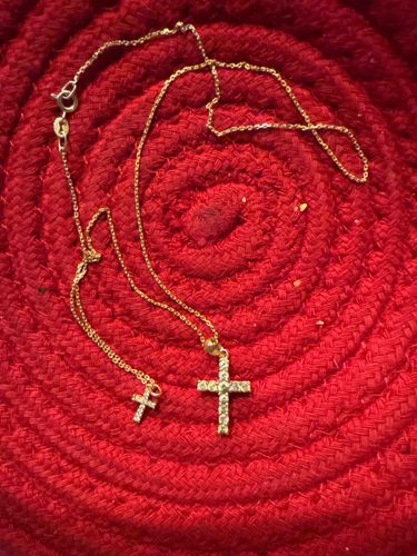 Gold Chain with Two Cross Pendants