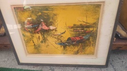 Riverside Market Scene Print