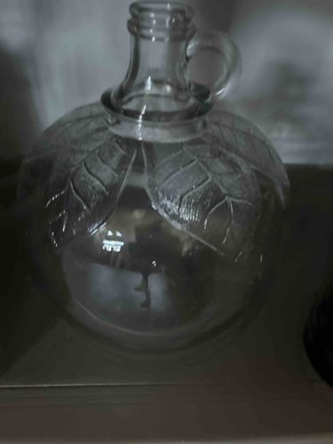 Clear Glass Leaf-Embossed Bottle with Handle