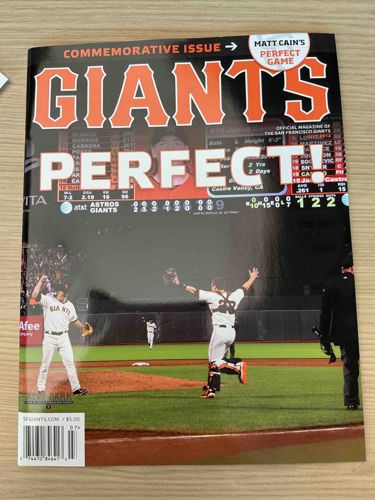 San Francisco Giants Matt Cain's Perfect Game Commemorative Magazine