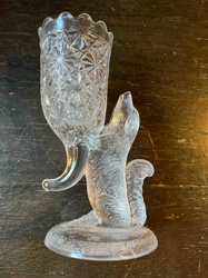 Pressed Glass Squirrel Toothpick Holder