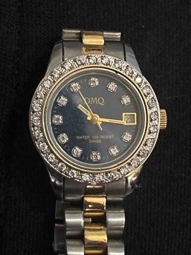 OMQ Two-Tone Diamond Bezel Date Watch
