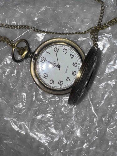 Antiqued Quartz Pocket Watch with Chain