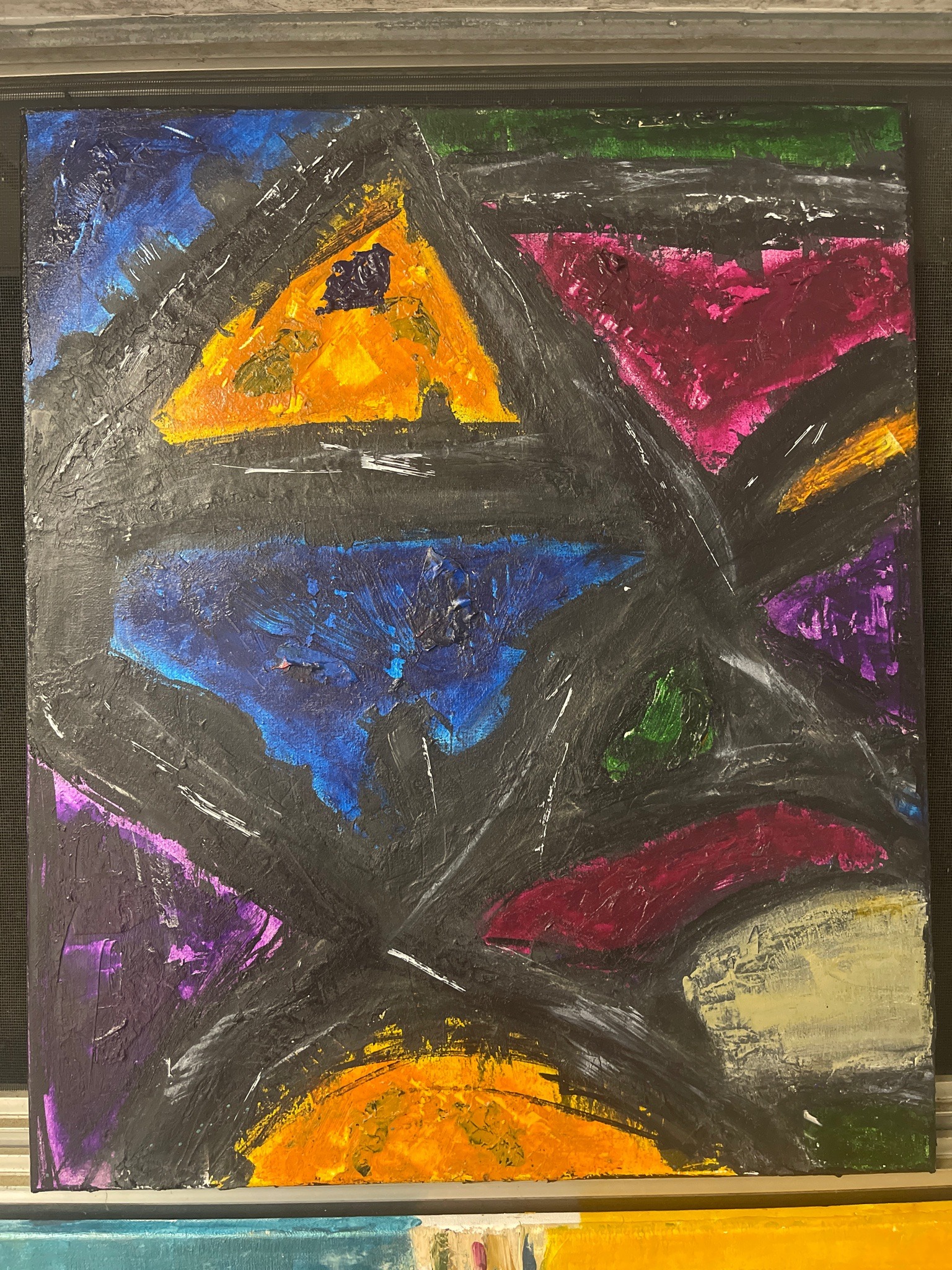 Submitted photo of Abstract mixed media painting on canvas (unattributed)