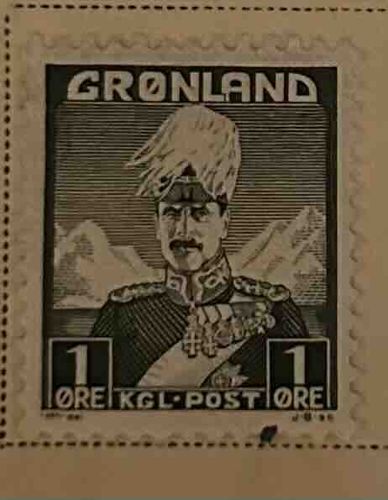 Gr&#248;nland 1 &#216;re KGL Post Postage Stamp, King Christian X