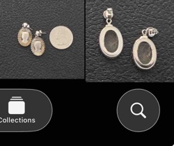 Oval Cameo Drop Stud Earrings